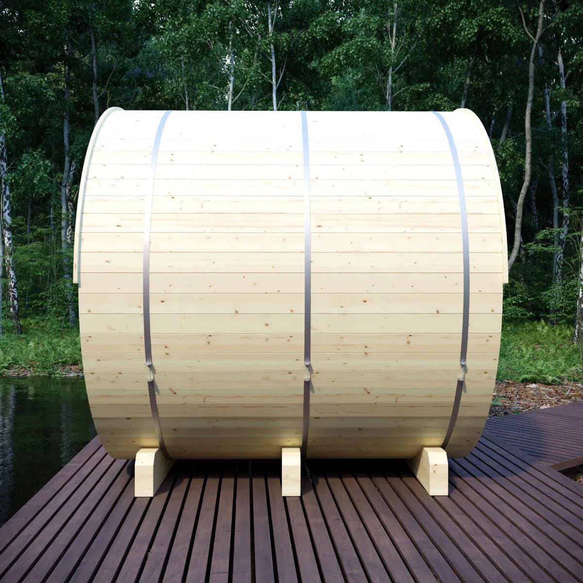 Helsinki Finnish Barrel Sauna with Terrace and WiFi Heater - Finnish Sauna Builders for muscle recovery and wellness - Peak Recovery Co.