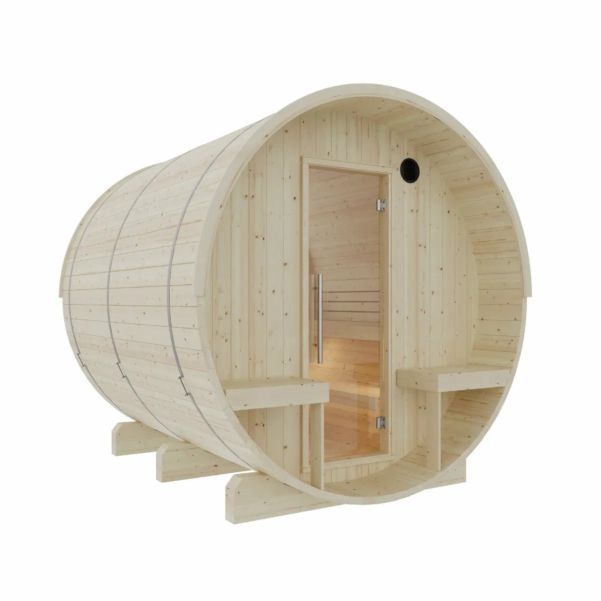 Helsinki Finnish Barrel Sauna with Terrace and WiFi Heater - Finnish Sauna Builders for muscle recovery and wellness - Peak Recovery Co.