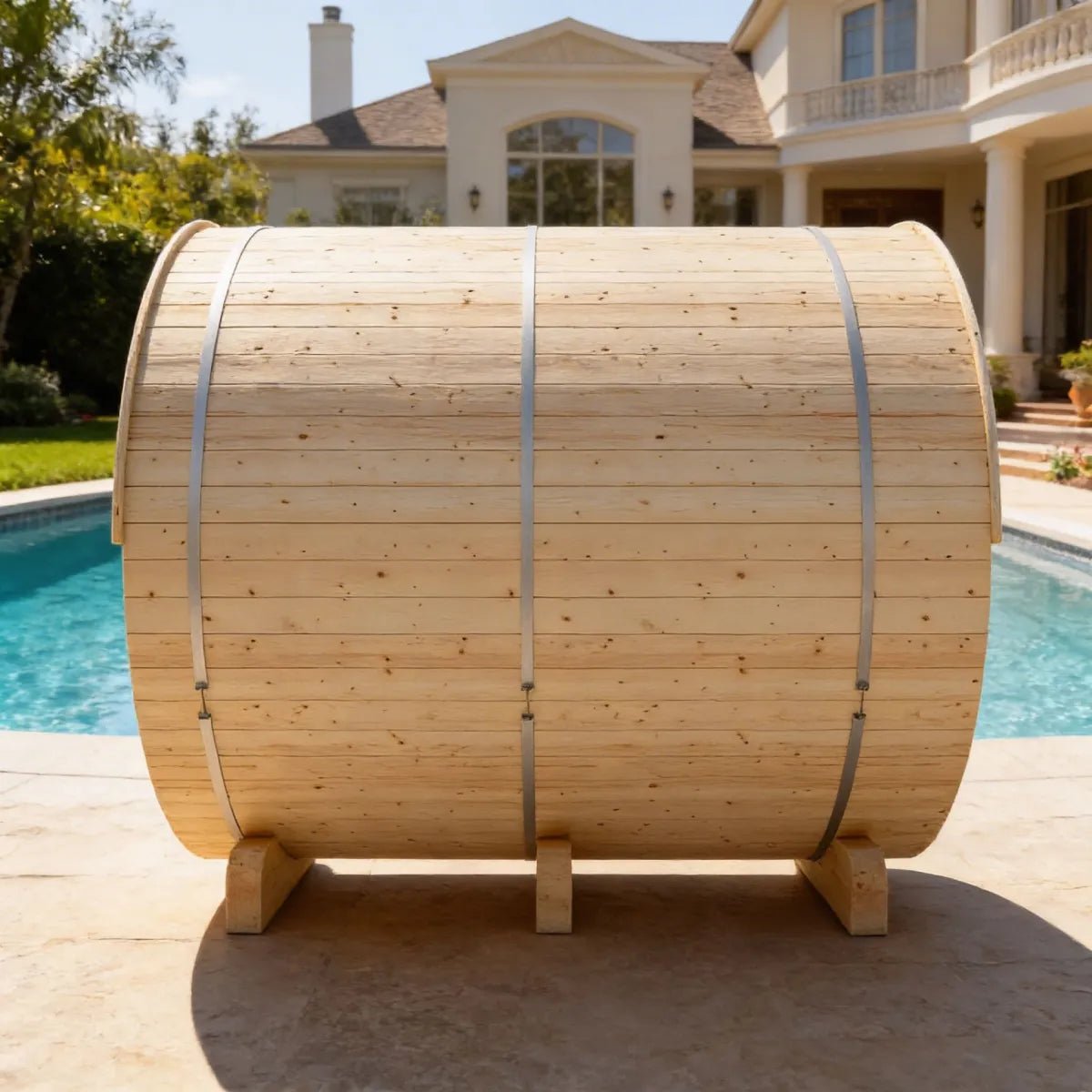 Helsinki Finnish Barrel Sauna with Terrace and WiFi Heater - Finnish Sauna Builders for muscle recovery and wellness - Peak Recovery Co.