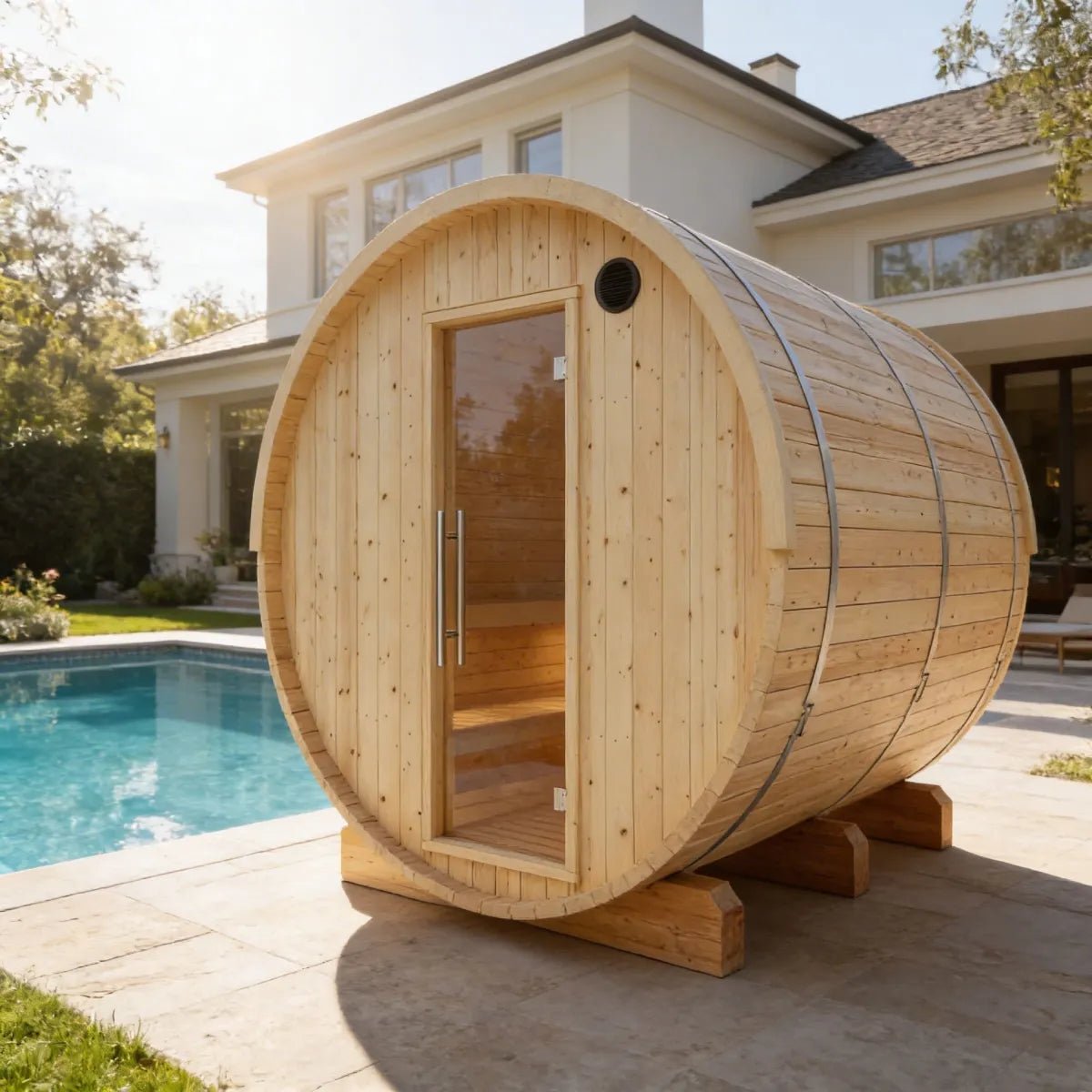 Tampere Finnish Barrel Sauna with WiFi Heater - Finnish Sauna Builders for muscle recovery and wellness - Peak Recovery Co.