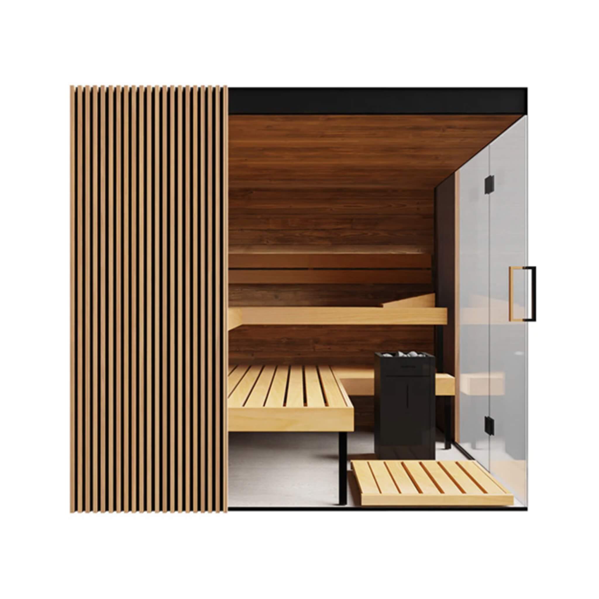 ThermaSol Aalto 4-Person Indoor Semi Panoramic Glass Sauna