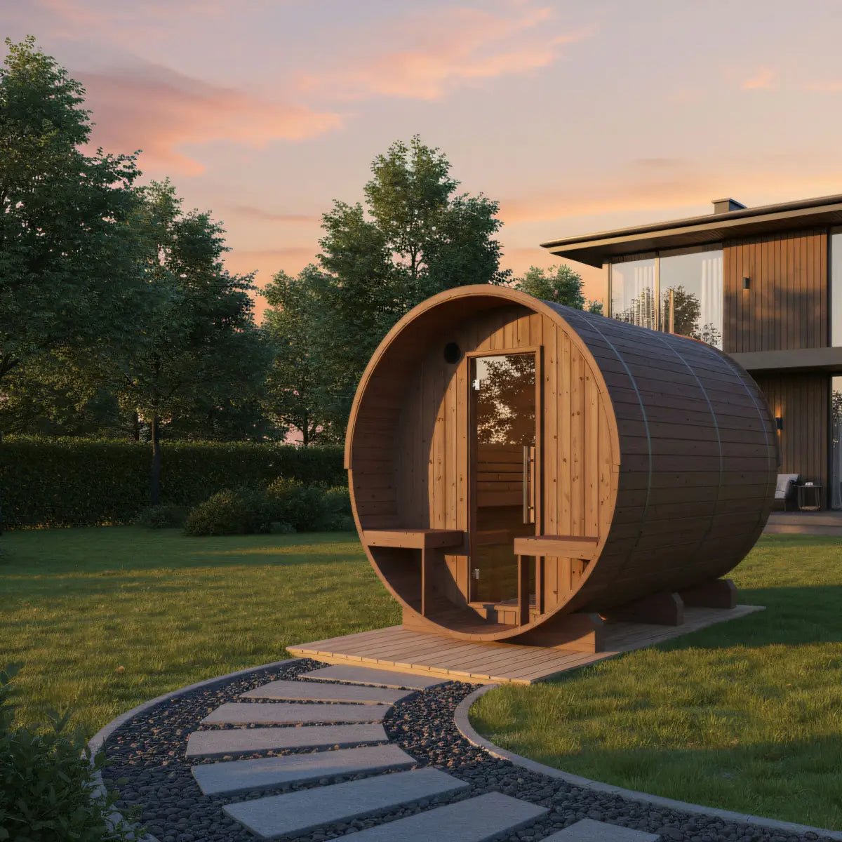Turku Finnish Barrel Sauna with Terrace and WiFi Heater - Finnish Sauna Builders for muscle recovery and wellness - Peak Recovery Co.