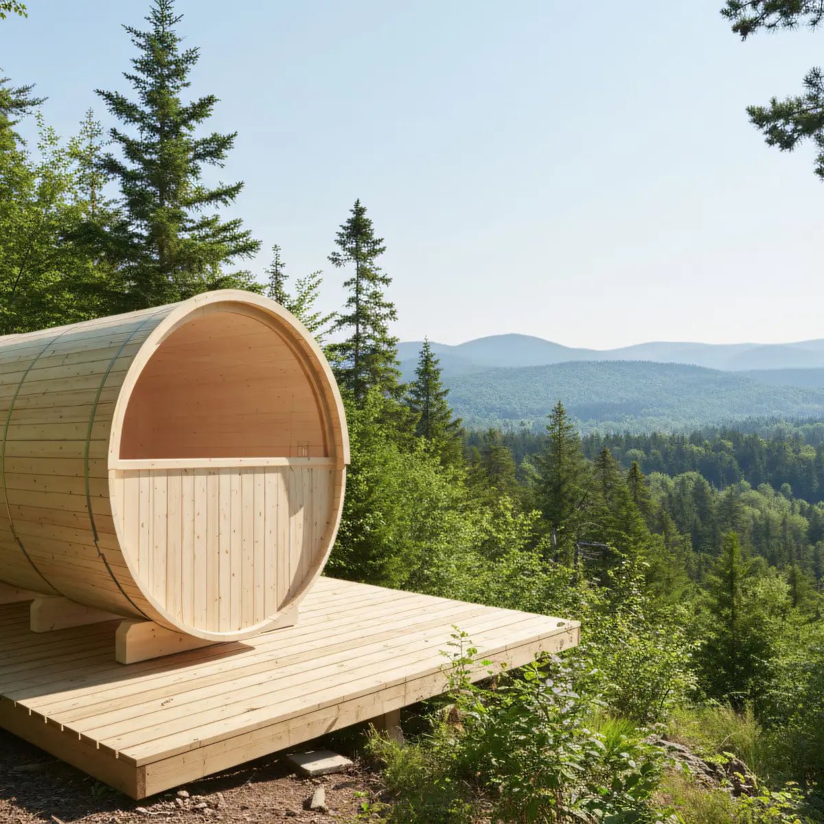 Turku Finnish Barrel Sauna with Terrace and WiFi Heater - Finnish Sauna Builders for muscle recovery and wellness - Peak Recovery Co.