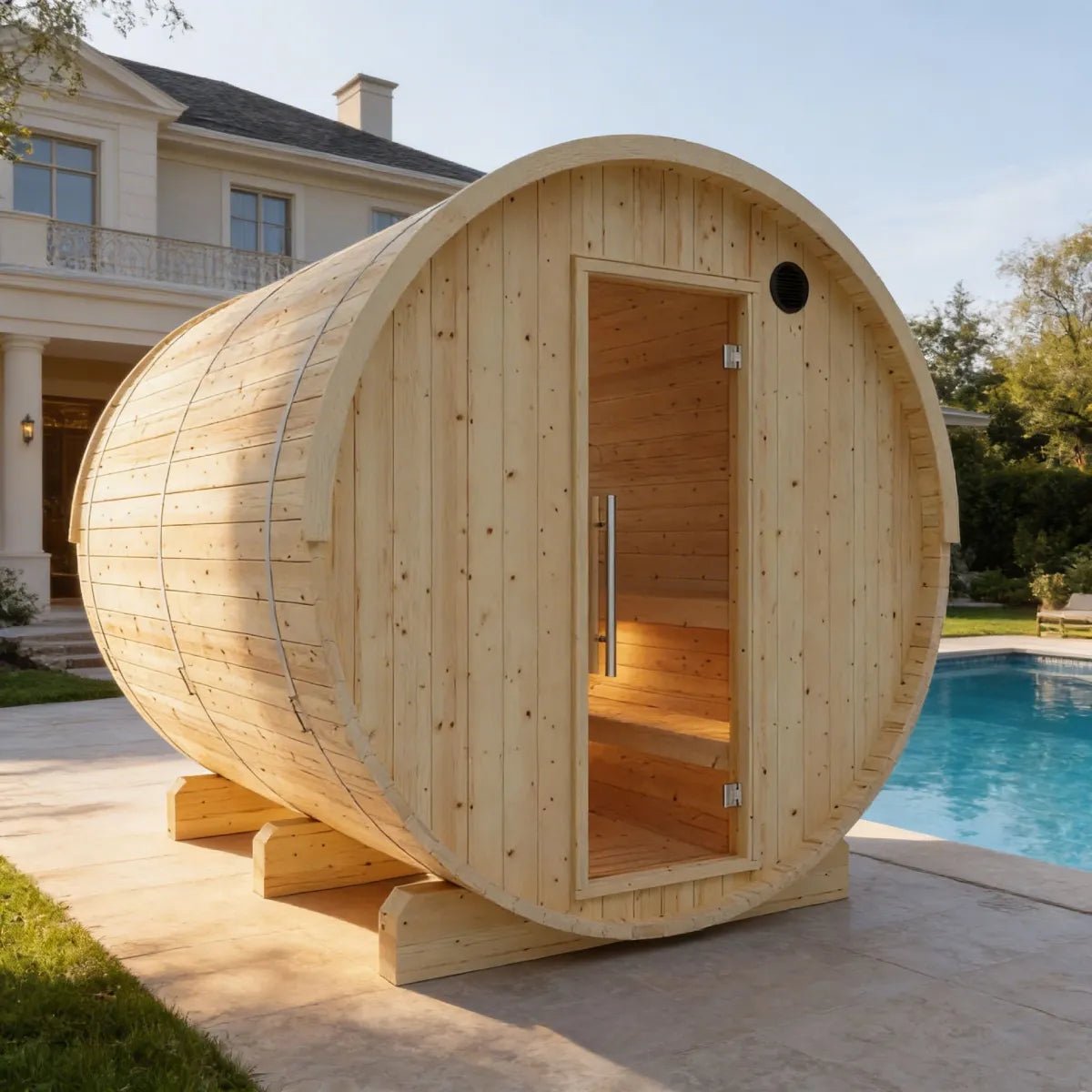 Tampere Finnish Barrel Sauna with WiFi Heater - Finnish Sauna Builders for muscle recovery and wellness - Peak Recovery Co.