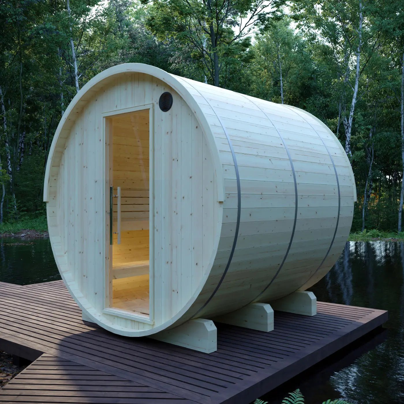 Tampere Finnish Barrel Sauna with WiFi Heater - Finnish Sauna Builders for muscle recovery and wellness - Peak Recovery Co.