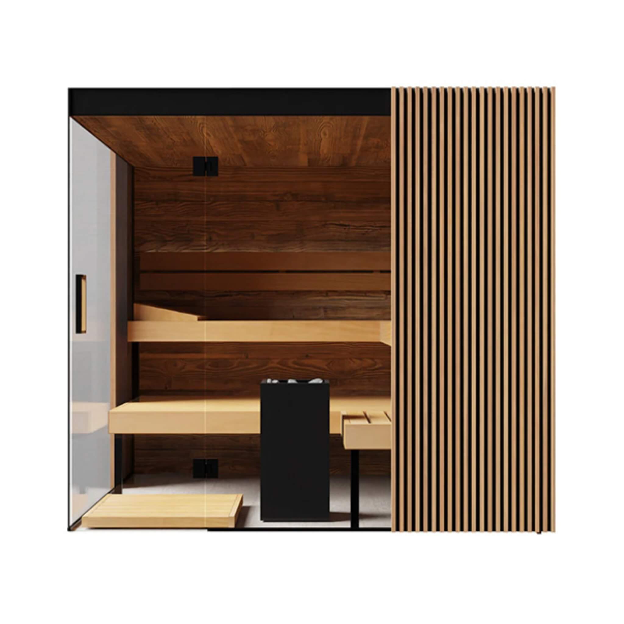 ThermaSol Aalto 4-Person Indoor Semi Panoramic Glass Sauna