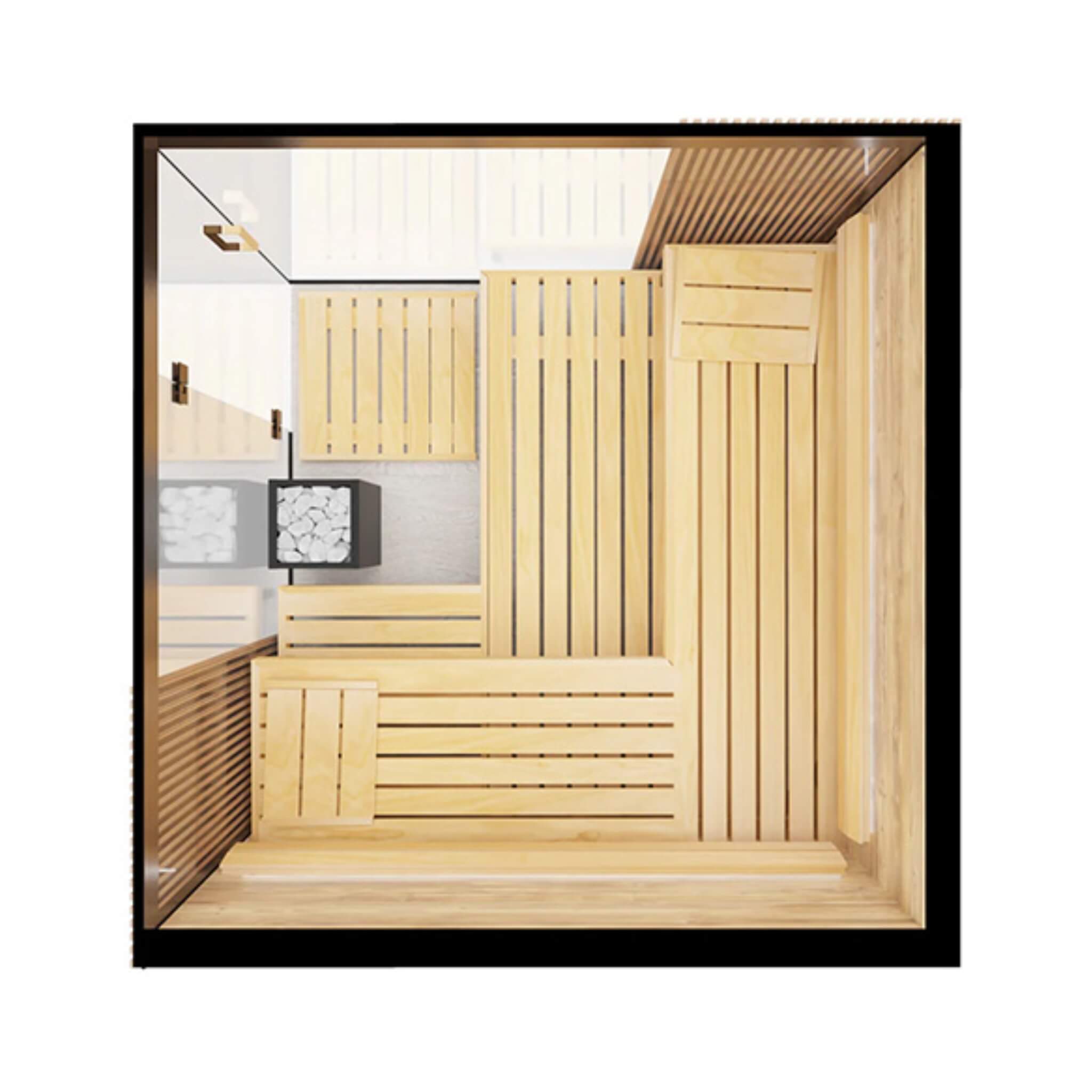 ThermaSol Aalto 4-Person Indoor Semi Panoramic Glass Sauna